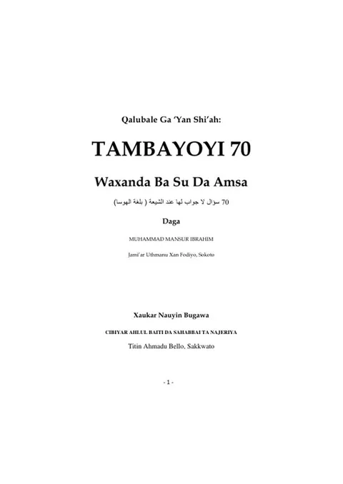 Tambayoyi 70 waxanda ba su da amsa